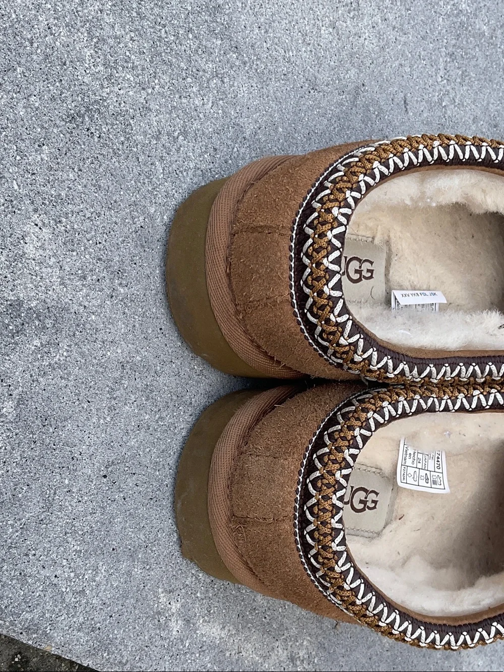 UGG Kids Chestnut Brown Suede Shearling Slip-Ons